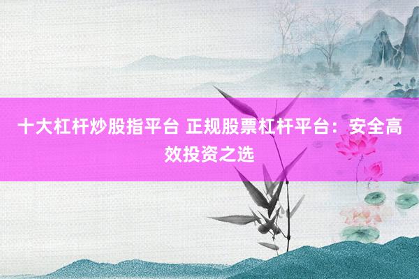 十大杠杆炒股指平台 正规股票杠杆平台：安全高效投资之选