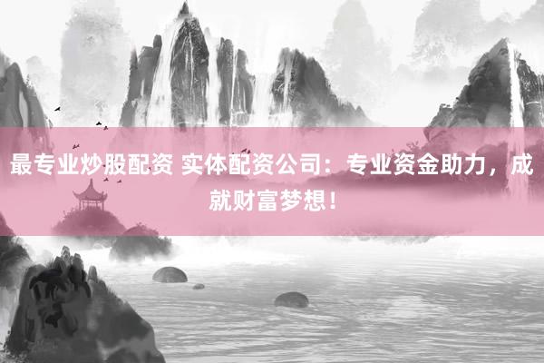 最专业炒股配资 实体配资公司：专业资金助力，成就财富梦想！