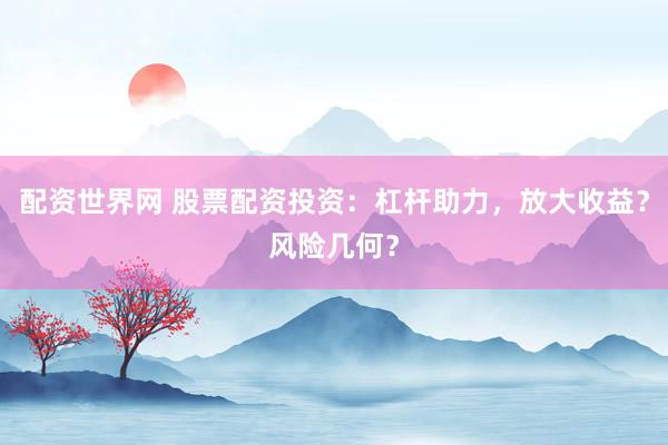 配资世界网 股票配资投资：杠杆助力，放大收益？风险几何？