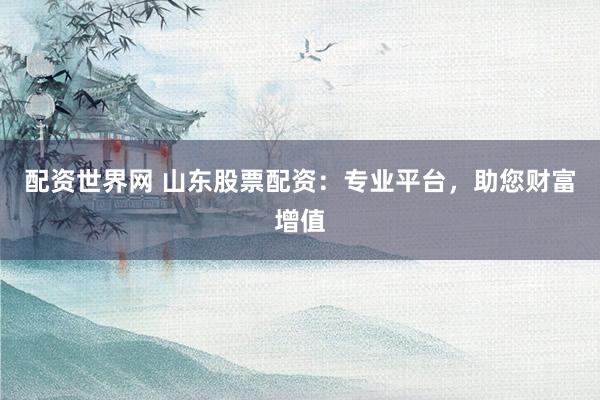 配资世界网 山东股票配资：专业平台，助您财富增值