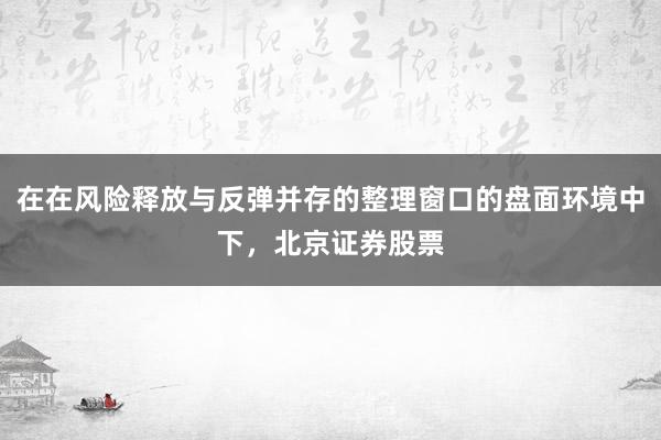 在在风险释放与反弹并存的整理窗口的盘面环境中下，北京证券股票