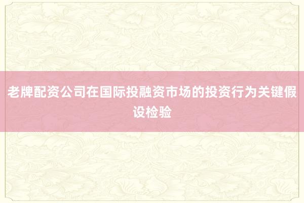 老牌配资公司在国际投融资市场的投资行为关键假设检验