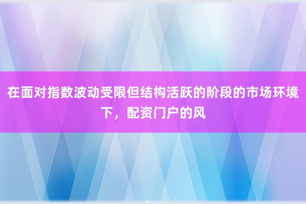 在面对指数波动受限但结构活跃的阶段的市场环境下，配资门户的风