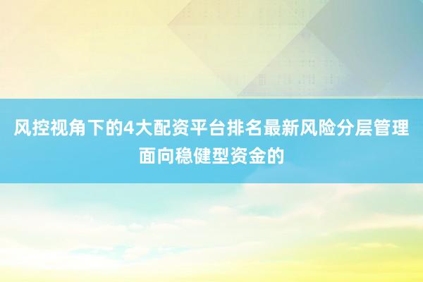 风控视角下的4大配资平台排名最新风险分层管理面向稳健型资金的