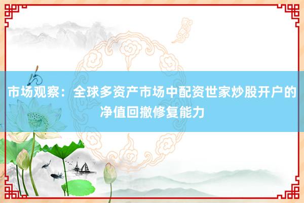 市场观察：全球多资产市场中配资世家炒股开户的净值回撤修复能力